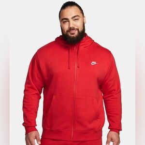 Nike Sportswear Fleece Red Full-Zip Hoodie